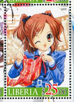 LIBERIA - CIRCA 2005: stamp printed by Liberia, shows Anime Sister Princess, circa 2005