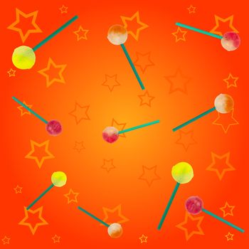 abstract background of candies and yellow stars
