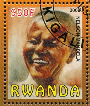 RWANDA - CIRCA 2009: stamp printed by Rwanda, shows Nelson Rolihlahla Mandela, circa 2009