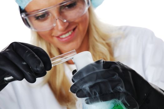 Woman  conducting a chemical experiment