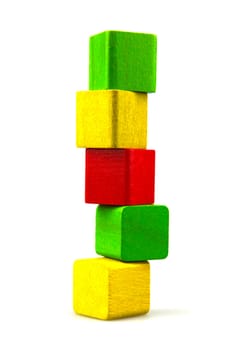 Wooden building blocks isolated on white background
