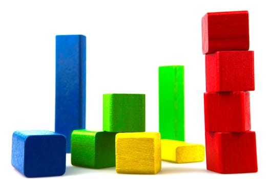 Wooden building blocks isolated on white background