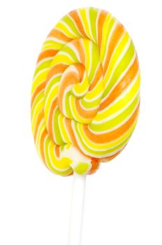 Colorful spiral lollipop isolated on white background