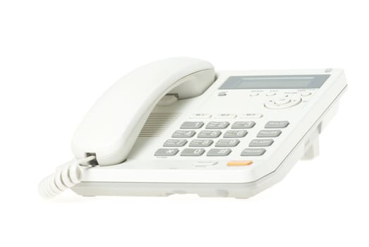 white office telephone on a white  background