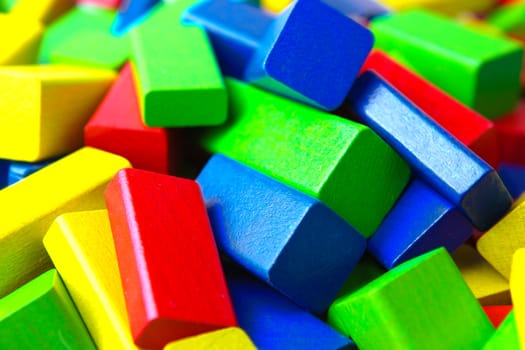 Wooden building blocks isolated on white background
