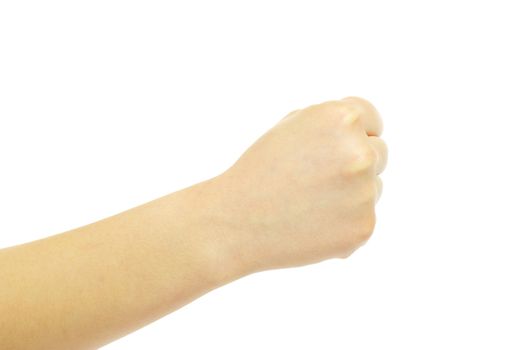 clenched fist isolated on the white