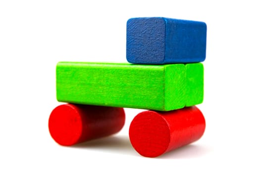 Wooden building blocks isolated on white background