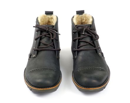 man's black shoes isolated on white background 