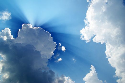 blue sky background with tiny clouds