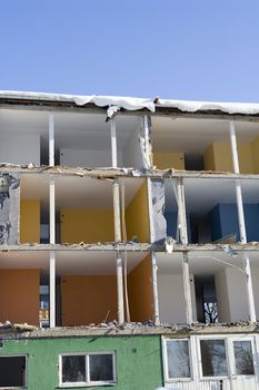 Damaged apartment on a sunny day