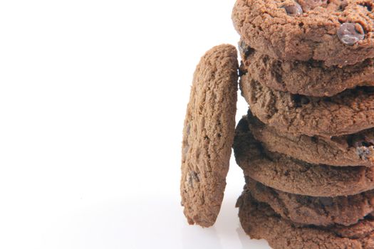chocolate biscuits cookies isolated on white background food bakery concepts with copy space