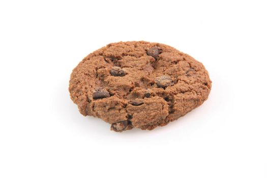 one chocolate biscuits cookies isolated on white background food bakery concepts prespective