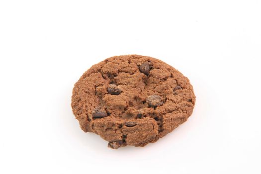 one chocolate biscuits cookies isolated on white background food bakery concepts prespective