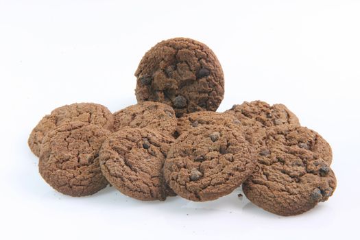 chocolate biscuits cookies isolated on white background food bakery concepts with copy space