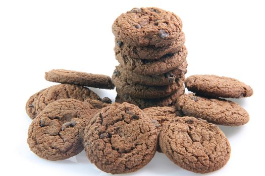 chocolate biscuits cookies isolated on white background food bakery concepts
