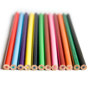 Crayons. Pencils in different color on a white background