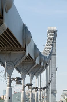 Metal constructive part of a suspension bridge.