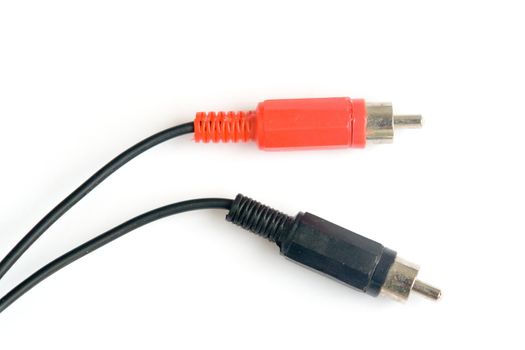 red and white rca cable connectors on a white background