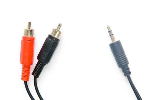 red and white rca cable connectors on a white background
