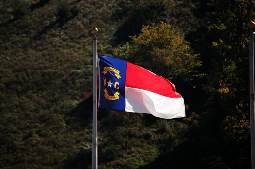 North Carolina flag blowing in the breeze