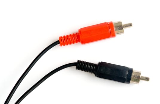 red and white rca cable connectors on a white background