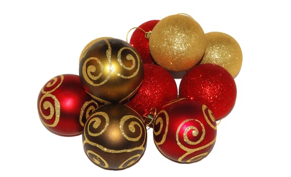 Two colors Christmas ornaments balls isolated on the white. 