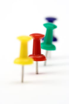 Close up of color pushpins with  shallow DOF