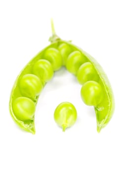 fresh green peas isolated on a white background