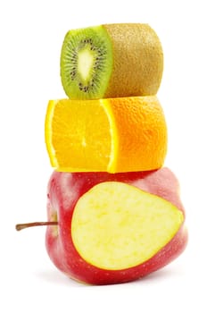 Fruit mix isolated on white