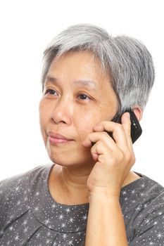 mature woman using mobile phone