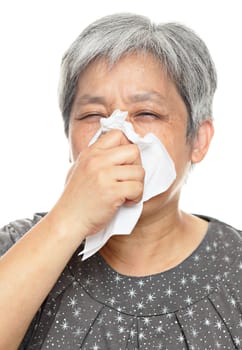 sneezing mature woman