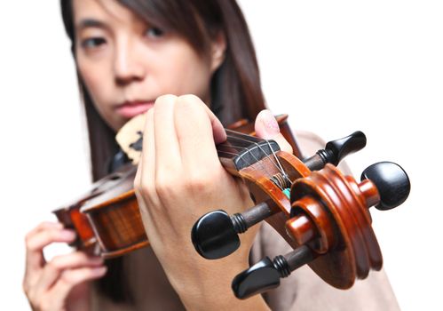 Young woman play violin