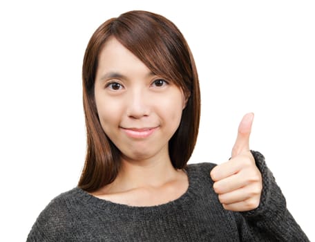 woman with thumbs up