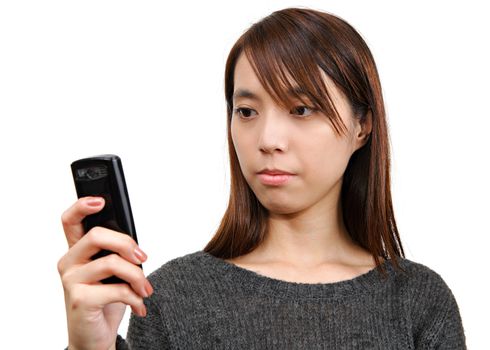 girl read sms on phone