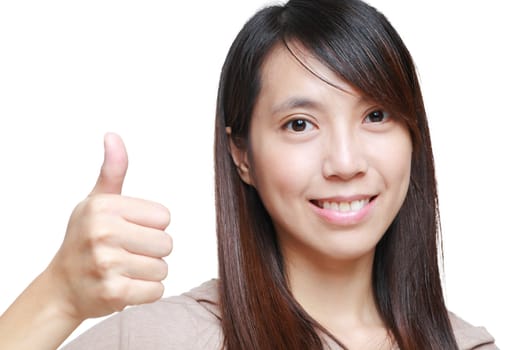 woman with thumbs up