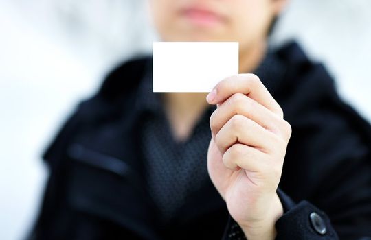 showing blank business card