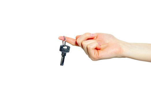 key in hand isolated on white