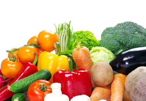 fresh vegetables on the white background