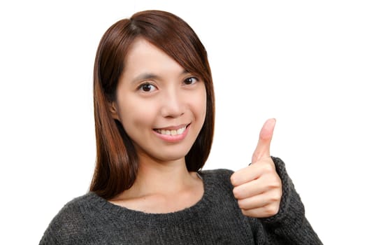 woman with thumbs up