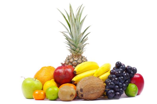 Composition with fruits isolated on white