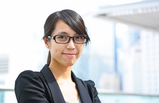 Portrait of happy young business woman