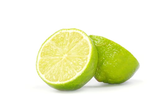 Fresh ripe lime isolated on white background