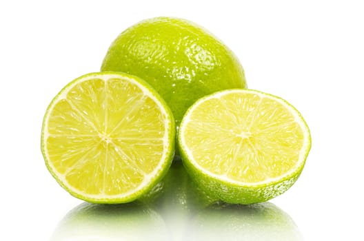 Fresh ripe lime isolated on white background