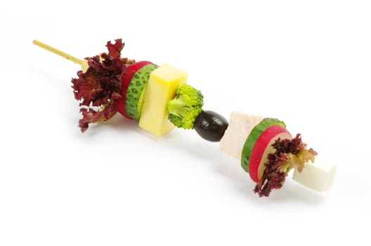 salad  canape  on a white background