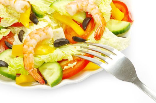 vegetable salad in plate on white