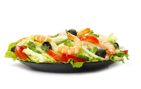 vegetable salad in plate on white