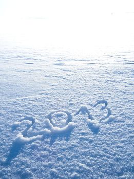 Year 2013 written in Snow in High Key