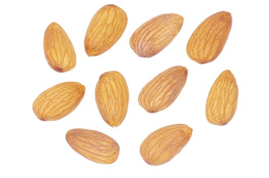 almonds isolated on a white