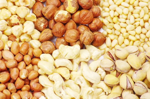 mixed nuts on a background