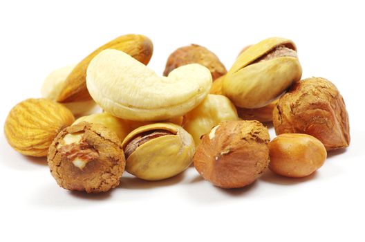  mixed nuts on white background